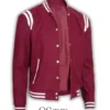 burgundy varsity jacket