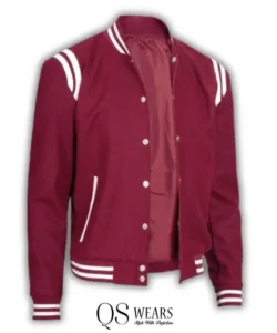 burgundy varsity jacket