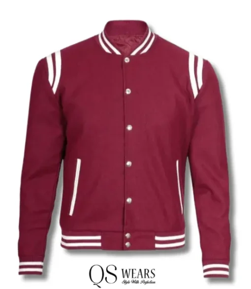 burgundy varsity jacket women's