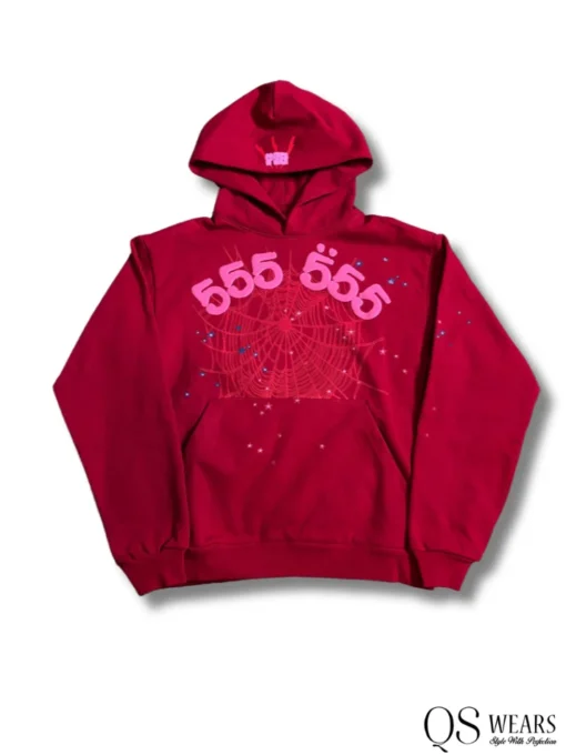 Sp5der worldwide red angel number 555 hoodie