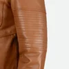 brown leather hooded jacket