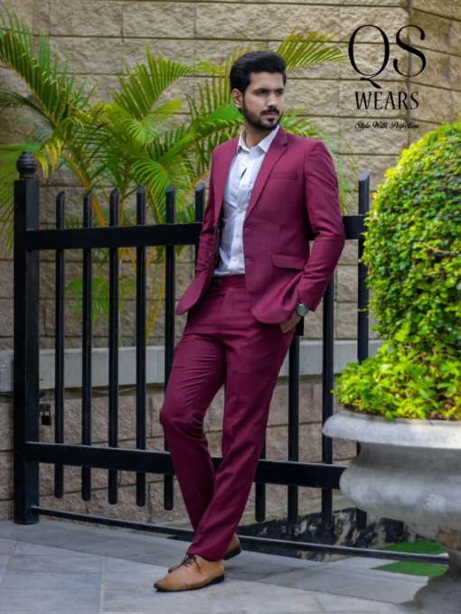 burgundy suit coat