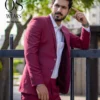burgundy suit jacket men's