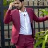 burgundy two piece suit