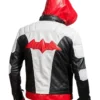 leather jacket red hood