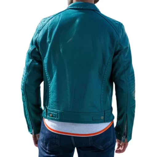 teal biker jacket