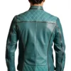 Men's Teal Leather Jacket - Image 2