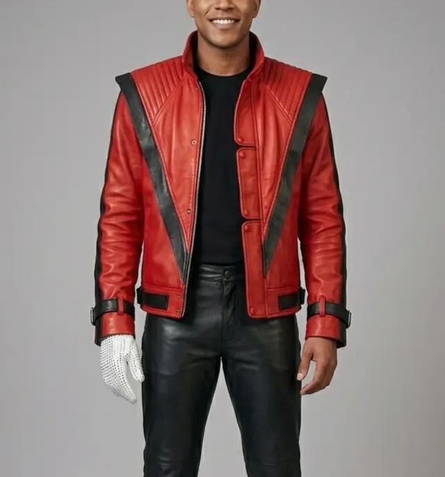 Michael Jackson Thriller Red Leather Jacket (Real Leather)