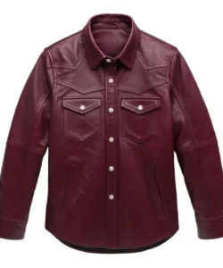 burgundy leather shirt