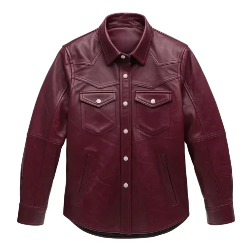 burgundy leather shirt