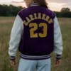 girls violet varsity jacket