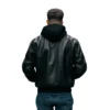 hooded black bomber jacket