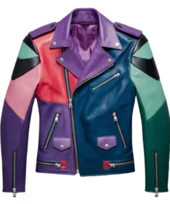 multi colored biker jacket