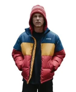 multi colored puffer jacket