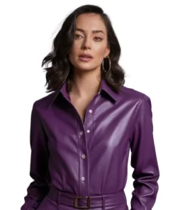 purple leather shirt