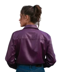 purple leather shirt jacket