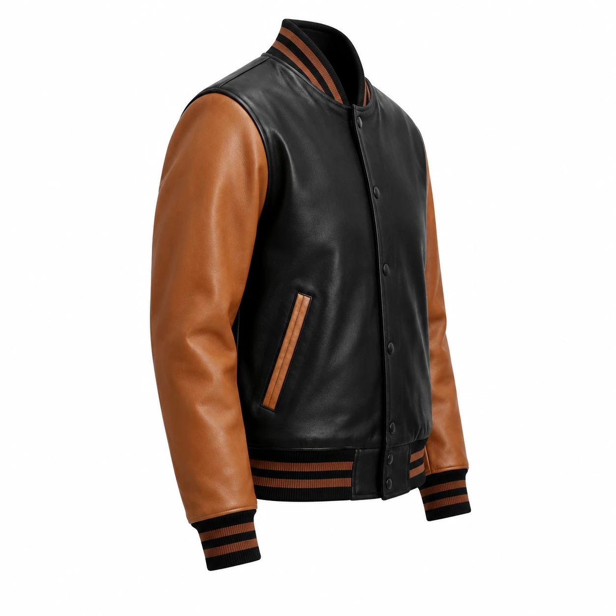 Black and Brown Leather Letterman Jacket