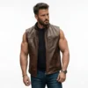 Men's Sleeveless Leather Biker Jacket