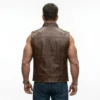 Men's Sleeveless Leather Biker Jacket