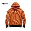 Orange Leather Faux Hoodie