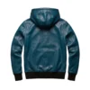 Rich Electric Blue Leather Hoodie