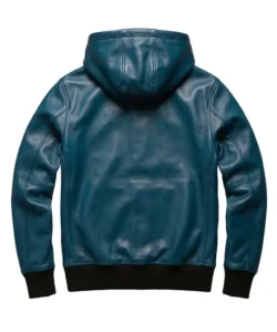 Rich Electric Blue Leather Hoodie