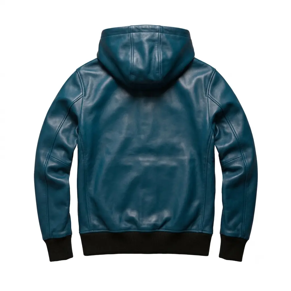 Rich Electric Blue Leather Hoodie