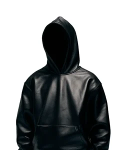 black leather jacket hoodie