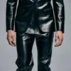 Leather Black Suit For Men's - Image 4