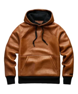 brown leather hoodie