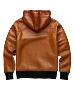 brown leather hoodie back
