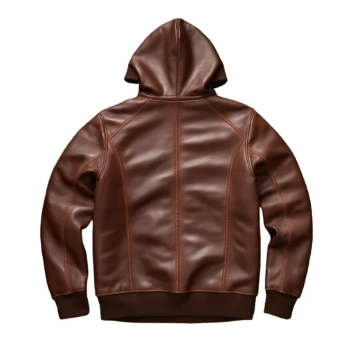 brown leather zip up hoodie