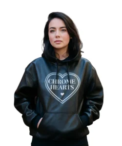 chrome hearts leather patch hoodie