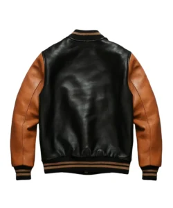 faux leather letterman jacket