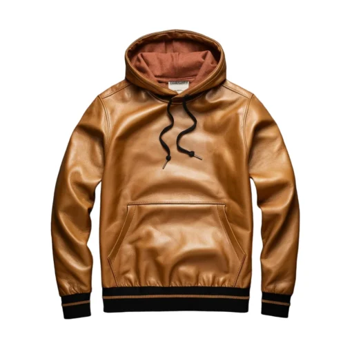 golden leather hoodie