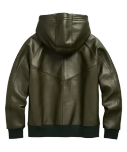 green hoodie leather back