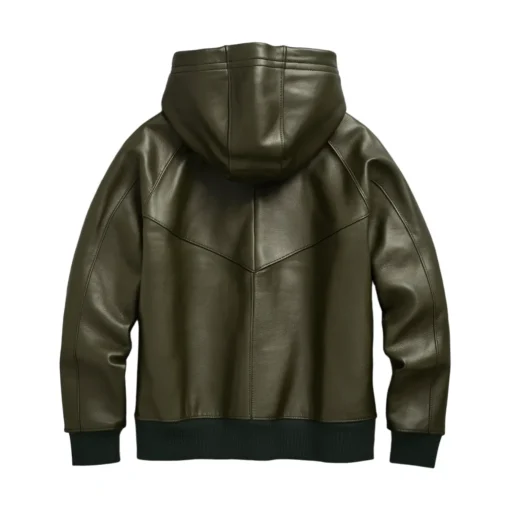 green hoodie leather back