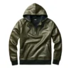 green leather hoodie
