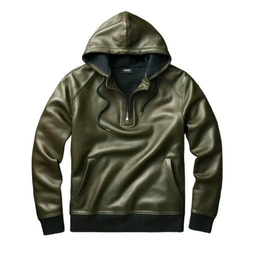 green leather hoodie