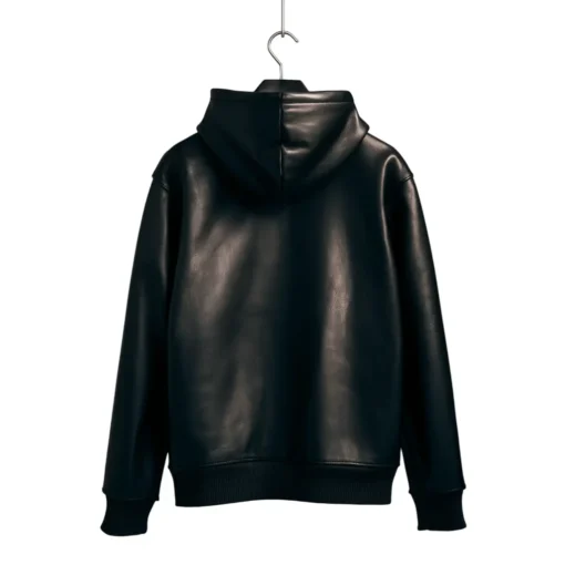 leather black hoodie