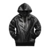 leather bomber hoodie jacket