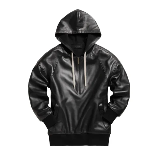 leather bomber hoodie jacket