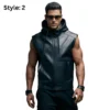 leather vest hoodie