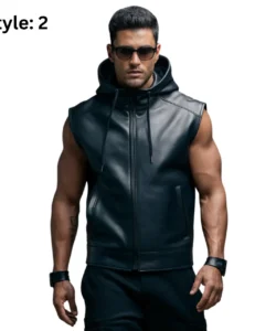 leather vest hoodie
