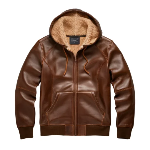 leather zip up hoodie
