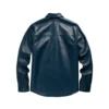 mens blue leather shirt