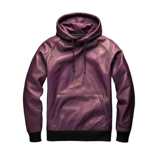 purple leather hoodie