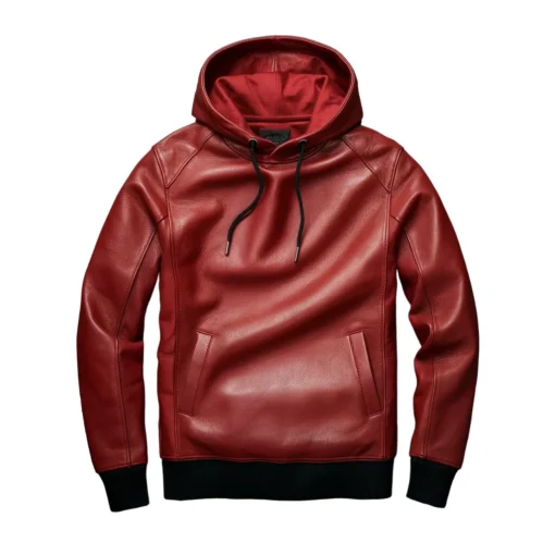 red leather hoodie