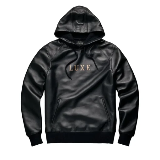 shadow luxe leather mens hoodie