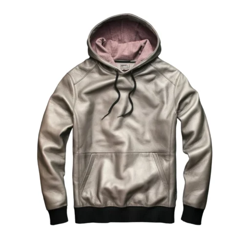 silver leather hoody